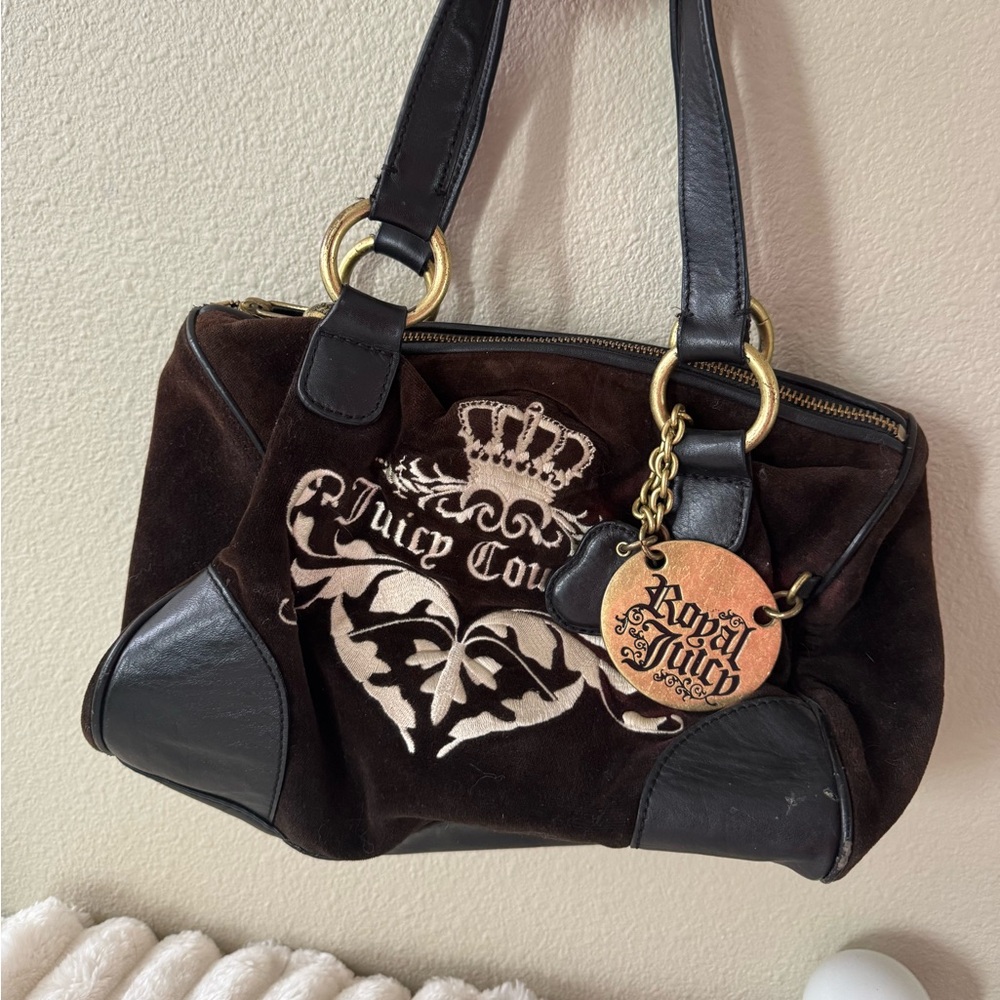 y2k brown juicy couture shoulder bag